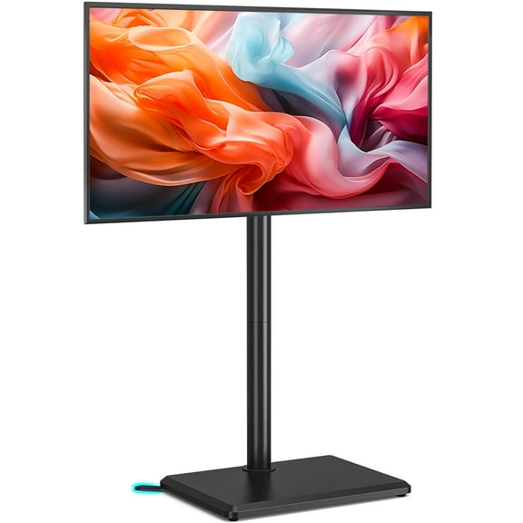 Swivel Floor TV Stand with Mount for 32-60 inch TVs up to 88 lbs, Height Adjustable Tall TV Stand with Wood Base, Saving Space Design for Bedroom, Living Room and Corner, Max VESA 400x400mm