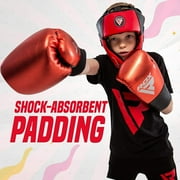 RDX Kids Boxing Headgear, MMA Training KickBoxing Equipment, Leather, Red