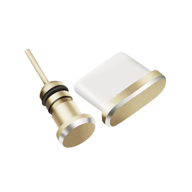 Methold Tapón antipolvo, cubierta USB tipo C portátil, puerto de de auriculares antipolvo, accesorios flexibles impermeables para Cables de audio/vídeo Oro PC 1