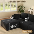 thumbnail image 3 of 135" U/L Shaped Corduroy Modular Sofa, Frameless Memory Foam Deep Seating with Movable Ottoman, Black, 3 of 12