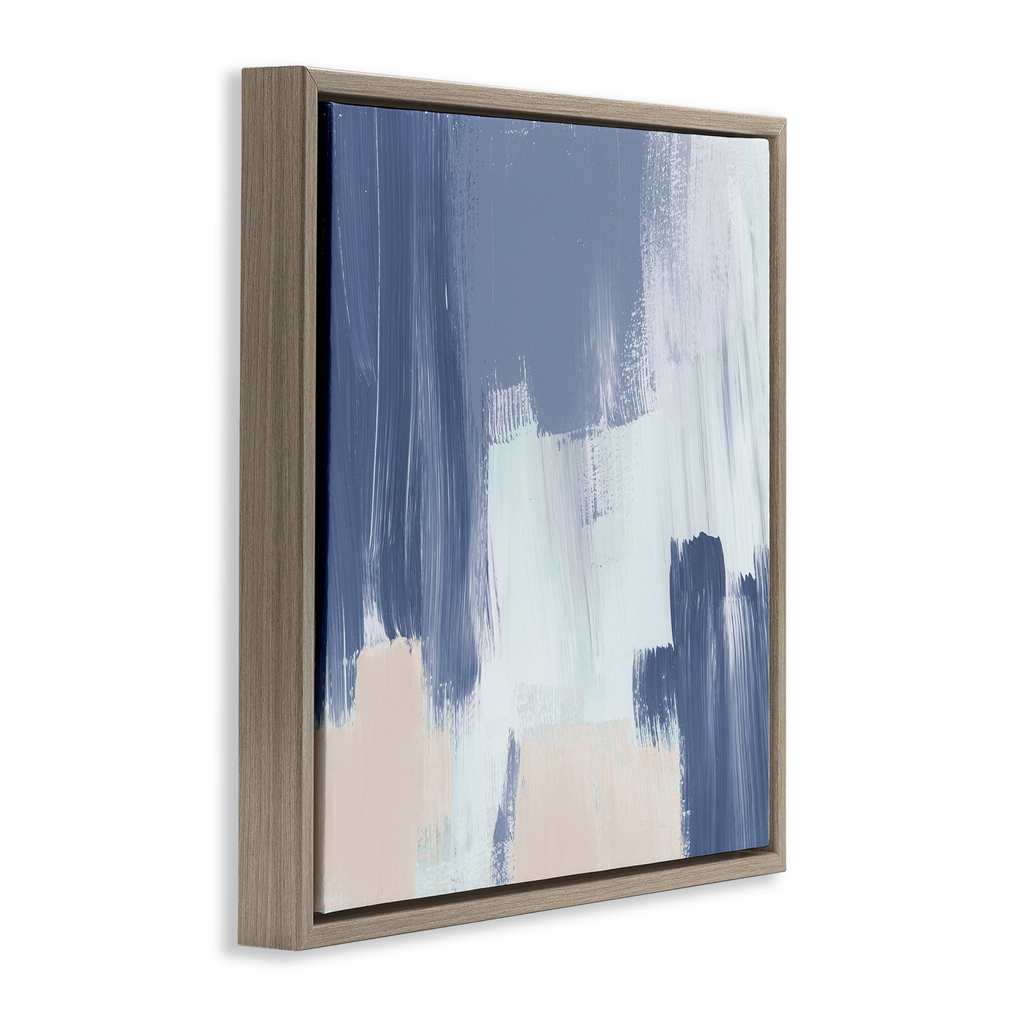 Stupell Industries Restless Blue Mind Abstract Abstract Painting Brown Floater Framed Canvas Art Print Wall Art, 18 x 18
