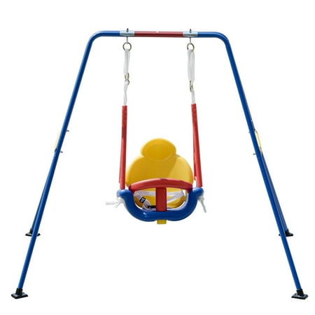 Goplus A Frame Kids 3 In 1 Toddler Swing Set Fun Play Chair Children Backyard Outdoor