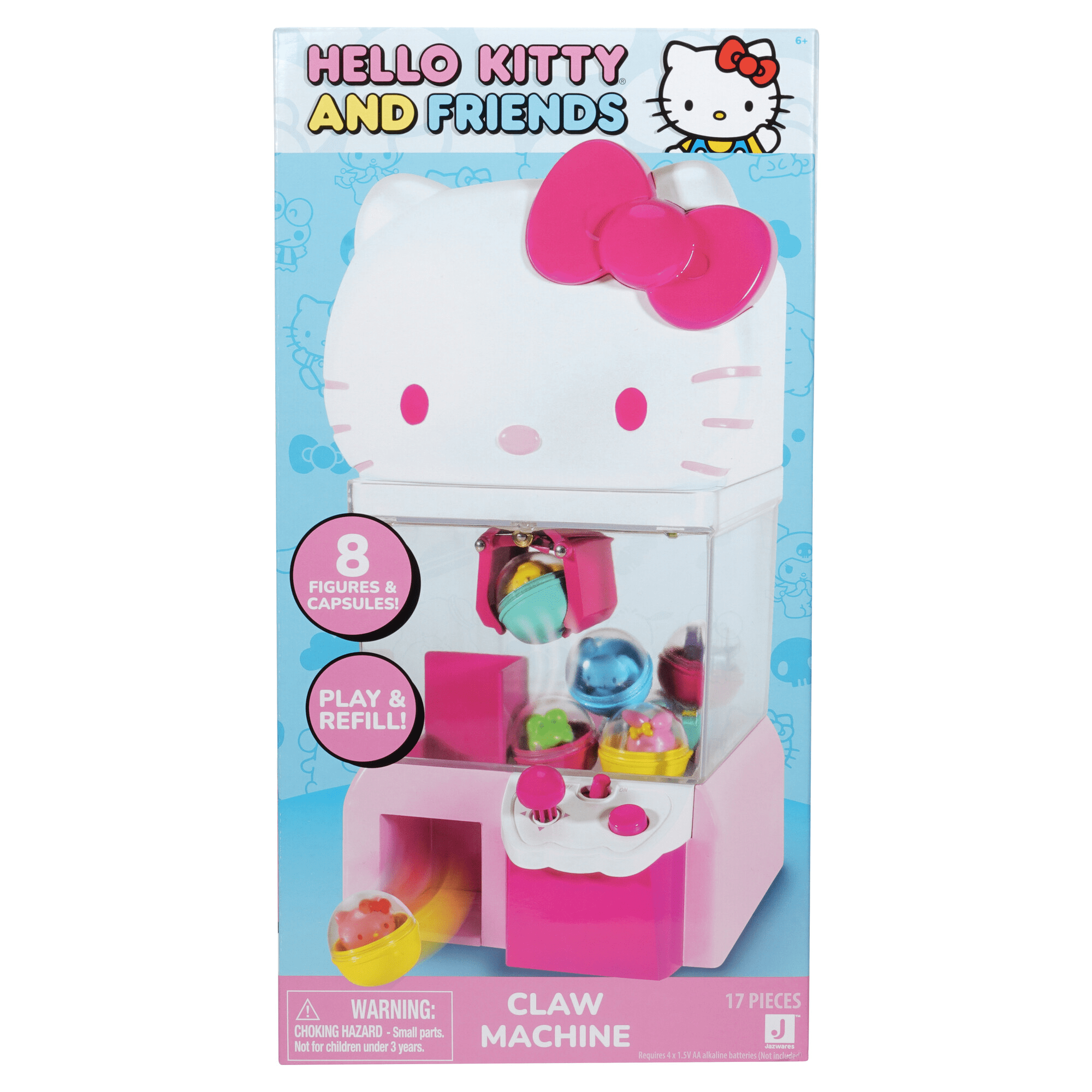 Hello Kitty and Friends, 12” Claw Machine with 8 Collectible Mini Figures - Officially Licensed Sanrio Product from Jazwares