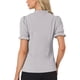 thumbnail image 3 of INSPIRAR CHIC Blusas de Verano para Mujeres de Color Sólido con Lazo en el Cuello y Mangas Cortas para Usar en el Trabajo Gris 2XL, 3 of 6