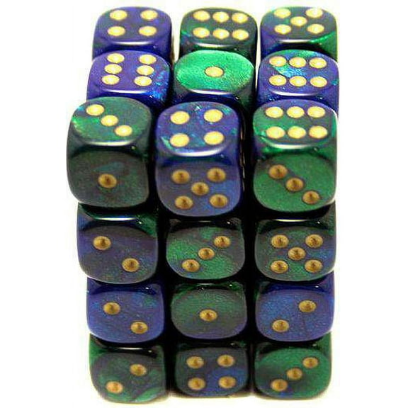 Chessex 6-Sided d6 Gemini Dice Pack (Blue-Green & Gold)