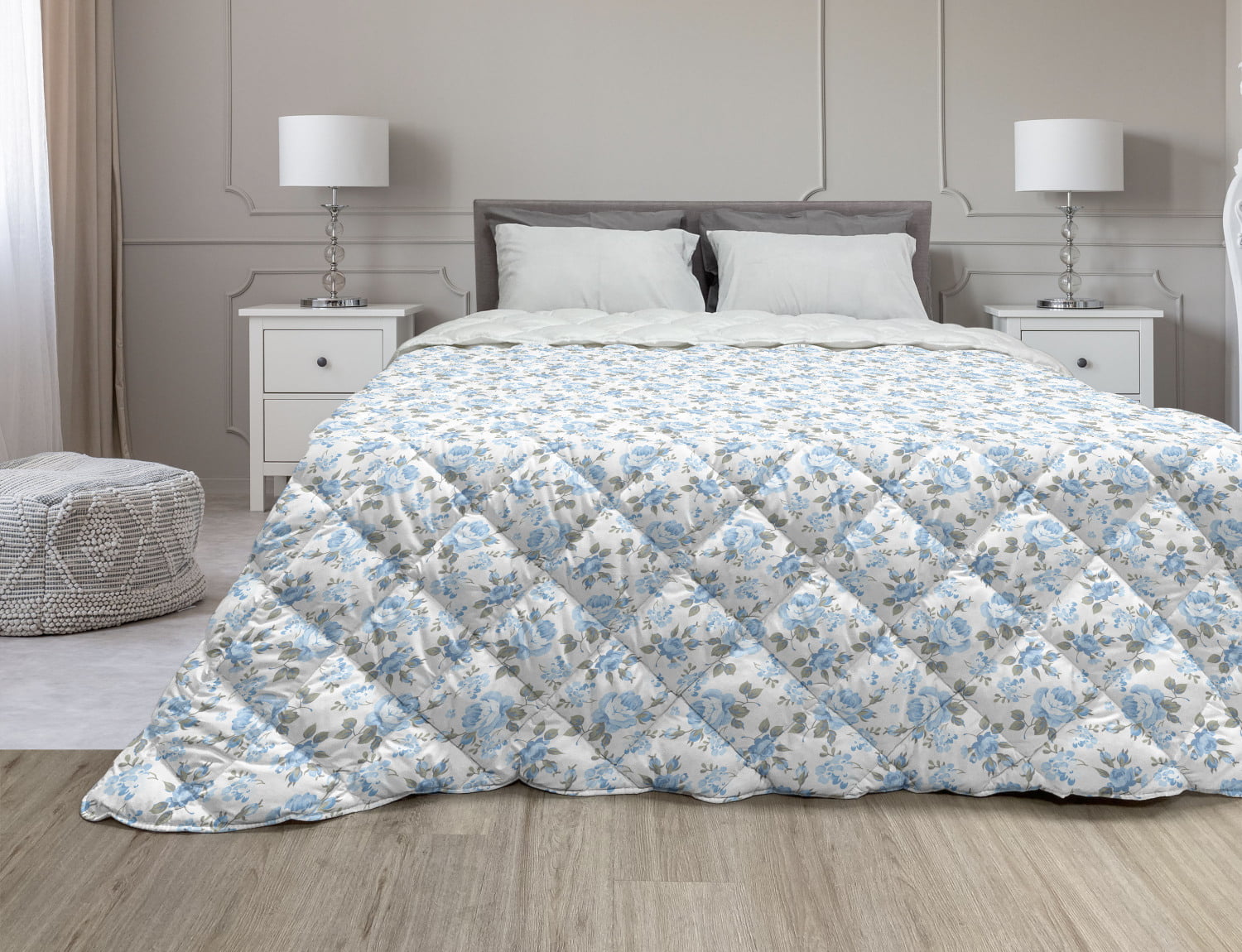 Details about   Garden Quilted Bedspread & Pillow Shams Set Circular Petals Butterfly Print 