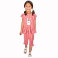 thumbnail image 2 of LSLJS Girl's Été Col Rond Petit Imprimé Manches Courtes Vol Élastique Taille Recadrée Pantalon Deux Pièces Ensemble Vêtements d'Été Vêtements pour Enfants à la Mode 2024, 2 of 5