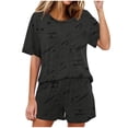 thumbnail image 1 of Conjunto de Pijama de las Mujeres de Moda Casual Color Sólido Manga Corta Cuello Redondo Top Y Pantalones, 1 of 6