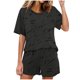thumbnail image 1 of Conjunto de Pijama de las Mujeres de Moda Casual Color Sólido Manga Corta Cuello Redondo Top Y Pantalones, 1 of 6