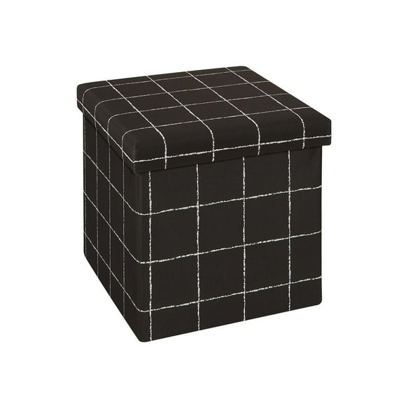 15 Inch Pouf de Rangement Pliant noir blanc