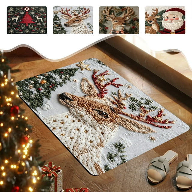 Festive Christmas Bathroom Mat - Non-Slip Holiday Doormat for Home Decor & Entryway