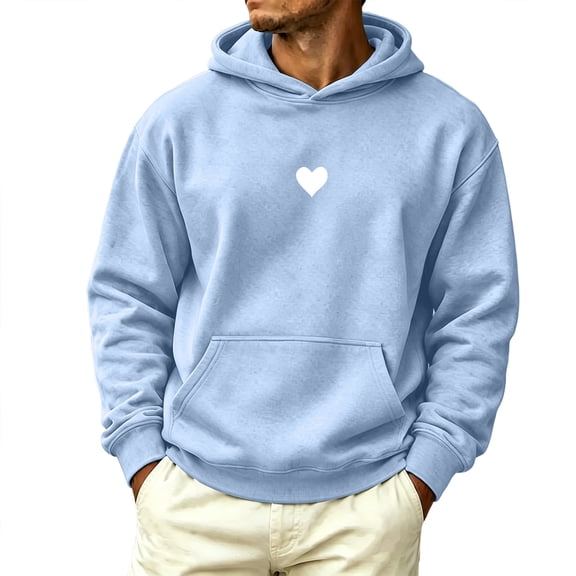 XYAIYT Mens Graphic Sweatshirts with Pockets Solid Color Hoodie Oversized Drop Shoulder Long Sleeve Hooded Top