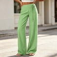 thumbnail image 3 of Costeam Womens Horizontal Striped Wide Leg Pants Wrap Tie Side High Waist Full Length Lightweight Wrinkle Friendly Loose Flowy Casual Vacation Trousers, 3 of 6