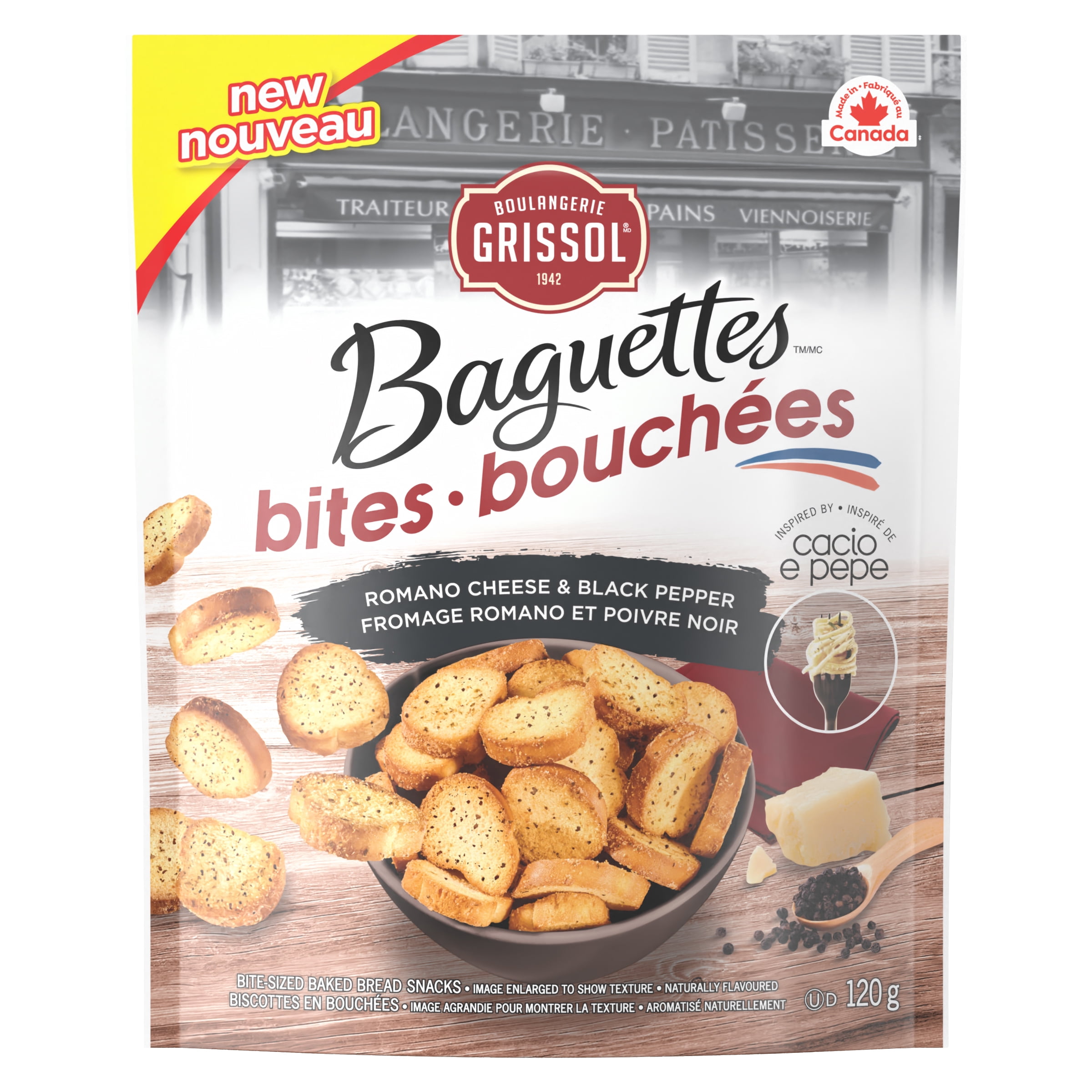 Grissol Baguettes Bites Romano Cheese and Black Pepper