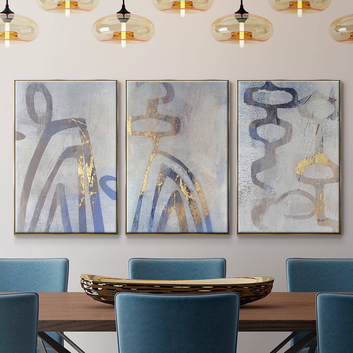 Linx I - Framed Premium Gallery Wrapped Canvas L Frame 3 Piece Set - Ready to Hang