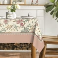 thumbnail image 4 of Floral Rectangular Tablecloth 60x84 Inch, Pink Birds Elegant Vintage Washable Seasonal Table Cover for Party Picnic Dinner Decor, 4 of 6
