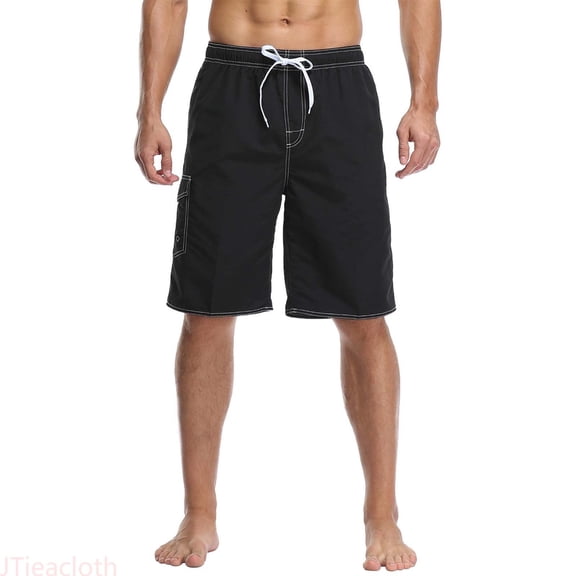 JTieacloth Men'S Quick Drying Swimming Trunks With Mesh And Beach Board Shorts With Pockets Summer Mens Cargo Shorts Black