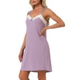 thumbnail image 4 of INSPIRE CHIC Women's Sleeveless Lingerie Lace Nightgown Thigh Length Soild Sleepdress M Purple, 4 of 6