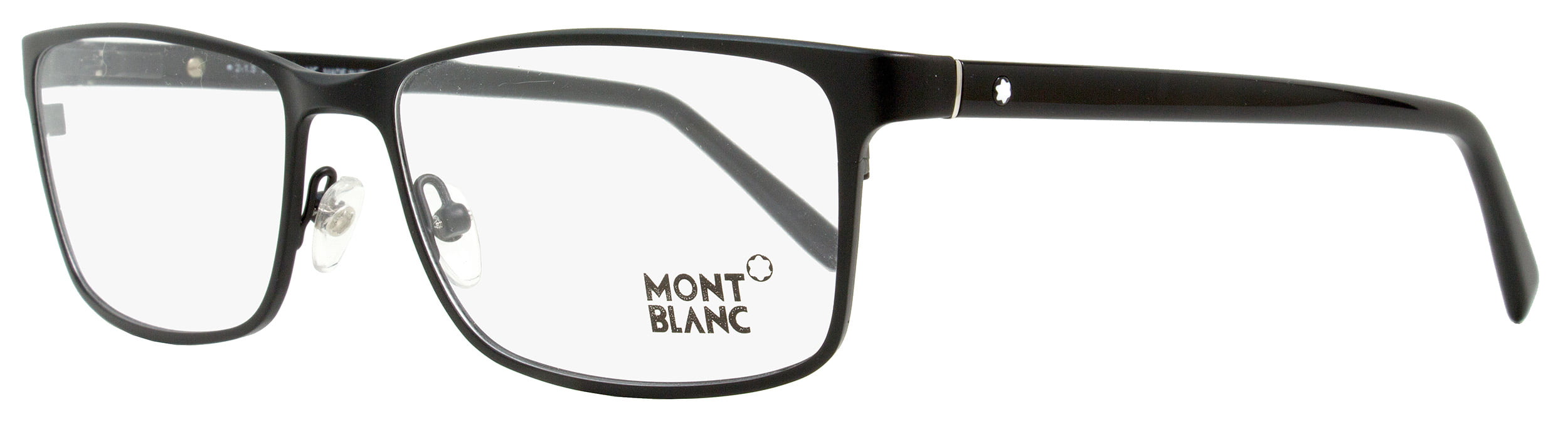 Montblanc Rectangular Eyeglasses MB543 002 Size: 55mm Matte Black/Shiny