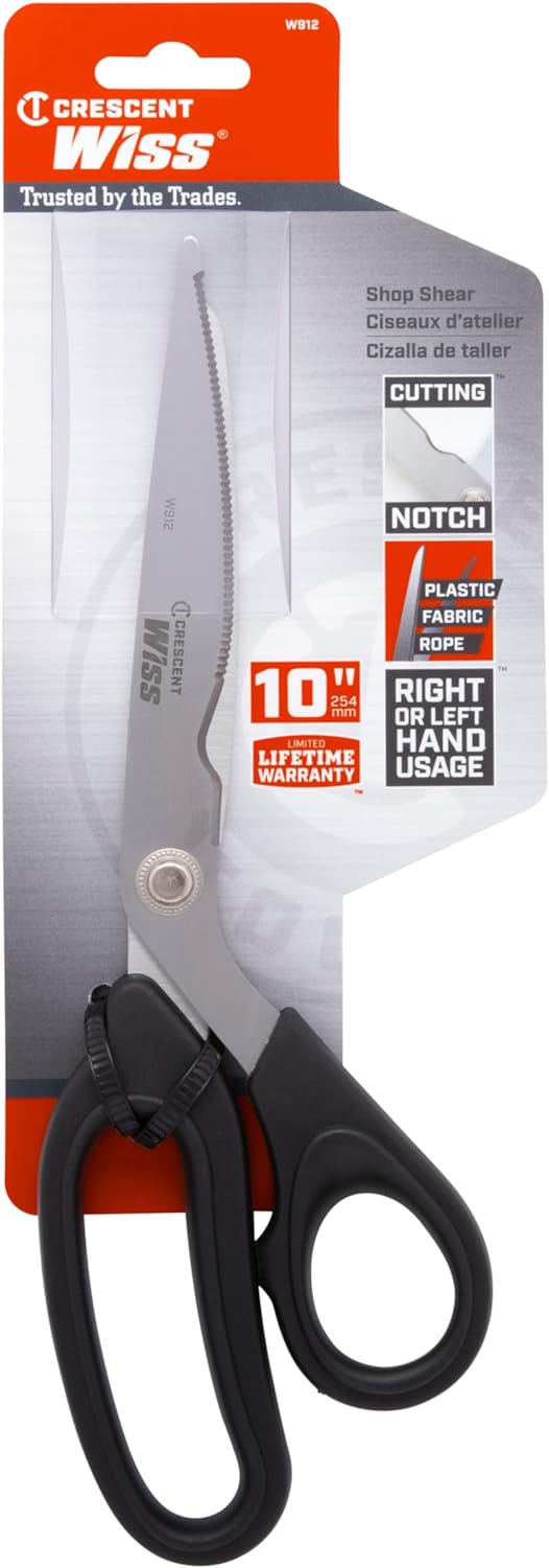 Crescent 10-Inch Shop Shears - Professional Utility Scissors For Multiple Materials