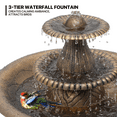 thumbnail image 4 of MoNiBloom 35" Outdoor Pedestal Water Fountain and Birdbath, Waterfall with Recirculating Pump, for Garden Patio Backyard Décor, Bronze, 4 of 7