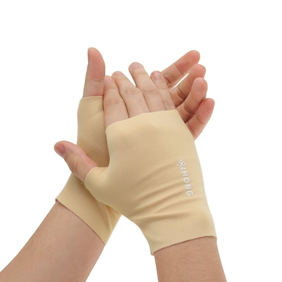 Unique Bargains 1 Pair Elegant Sun Protection Manicure Gloves Beige