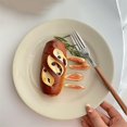 thumbnail image 4 of Ceramic Breakfast Plate Solid Color Dining Plate Home Restaurant Cafe Breakfast Plate Dessert Plate Circular Salad Flat Plate, 4 of 7