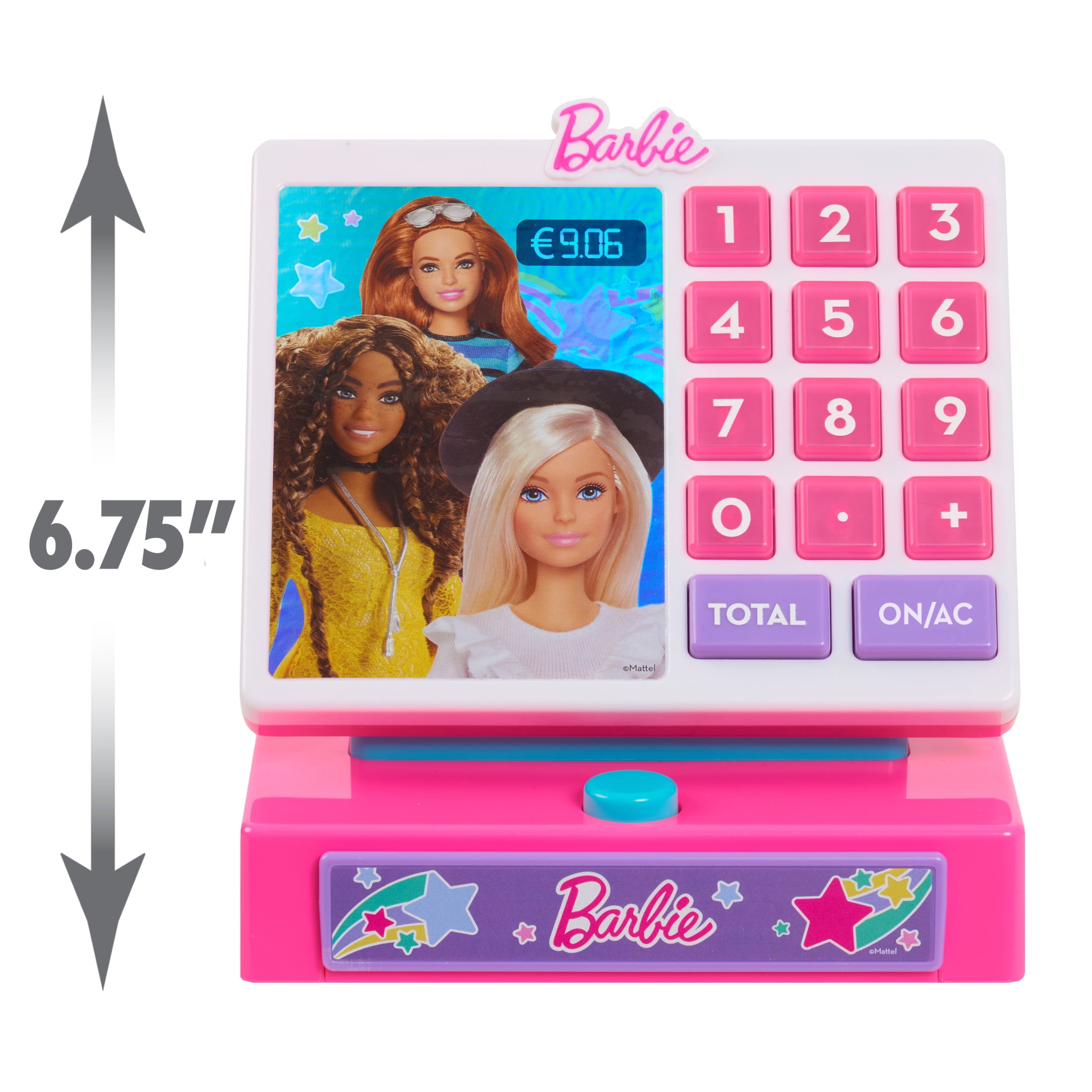 Barbie Trendy Cash Register with Sounds, Pretend Money, and Credit Card Reader, 9 Piece Playset