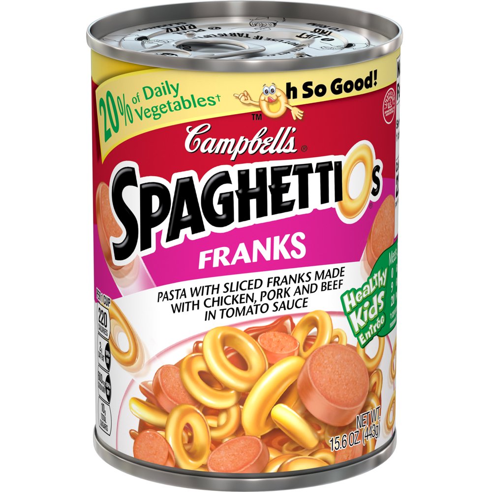 Campbell's SpaghettiOs Pasta with Franks, 15.6 Ounce Can