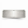 thumbnail image 3 of Stainless Steel Polished With Brushed Center 8mm Ridged Edge Band (Size 13) Made In China sr34-13, 3 of 4
