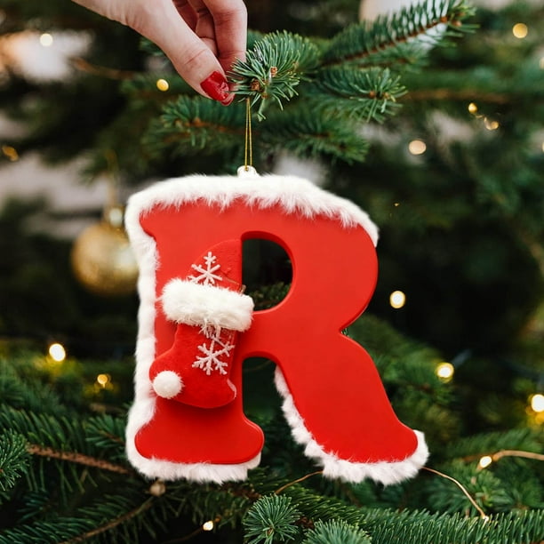 Decoraciones de Árbol de Navidad 26 Letras Personalizadas Colgante Colgante Ornamentos para Árbol de Navidad Árbol de Navidad Ornamentos