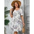 thumbnail image 2 of SHOWMALL Women's Plus Casual Dresses Short Swing Floral Beach Sundress with Pockets 4X White Peony, 2 of 10