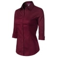 thumbnail image 3 of Made by Olivia Women's 3/4 Sleeve Stretchy Button Down Collar Office Formal Casual Blouse Shirts Top, 3 of 5