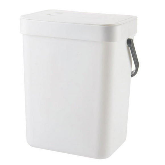 1.3 Gallon Kitchen Compost Bin Trash Can with Lid Under Sink Food Waste Bin Small and Light Bathroom Trash Can White