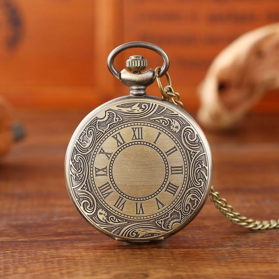 Vintage Pocket Watch For Men Women Roman Numerals Quartz Black Pocket Watches With Detachable Chain Gift Box