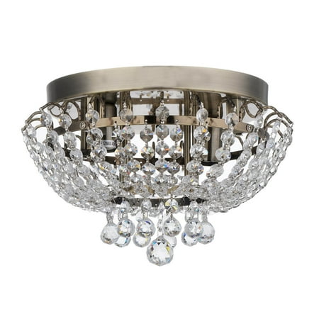 Cal Royal Antique Brass - Royal Designs Clear K9 Quality Elegant Antique Brass Round Bijou Crystal Ceiling Flush Mount -2 Lights (FM-5003-12-PB)