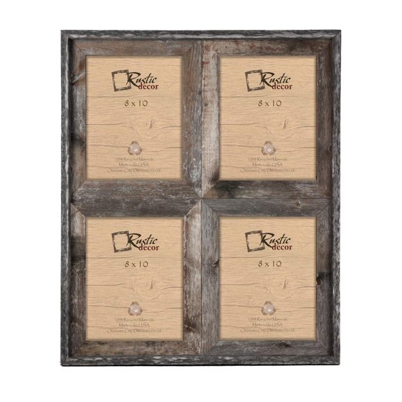 8x10 - 2.5" Wide Reclaimed Rustic Barnwood Collage Photo Frame - Holds 4 Photos