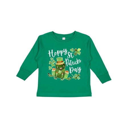 

Inktastic Hoppy St. Patrick s Day Cute Frog with Clover Gift Toddler Boy or Toddler Girl Long Sleeve T-Shirt