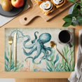 thumbnail image 2 of Octopus Coastal Placemats Set of 6, Vintage Nautical Ocean Starfish Compass Placemats for Dining Table, Place Mats for Kitchen Tabletop, Waterproof Wipeable Dining Table Mats Set, 2 of 9