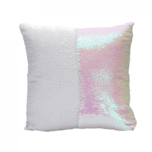 Reversible Lentejuela cinturo Cojín Bolster Funda De Almohada Resbalón Sofá Decoración Del Coche Marfil