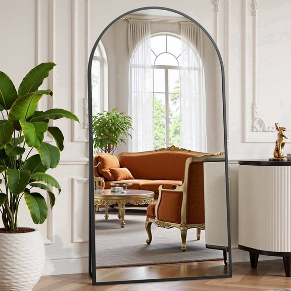 EDX Full Length Mirror 76"x34" Full Body Mirror Arched Free Standing Wall Mounted Leaning Hanging Floor Mirrors, Black