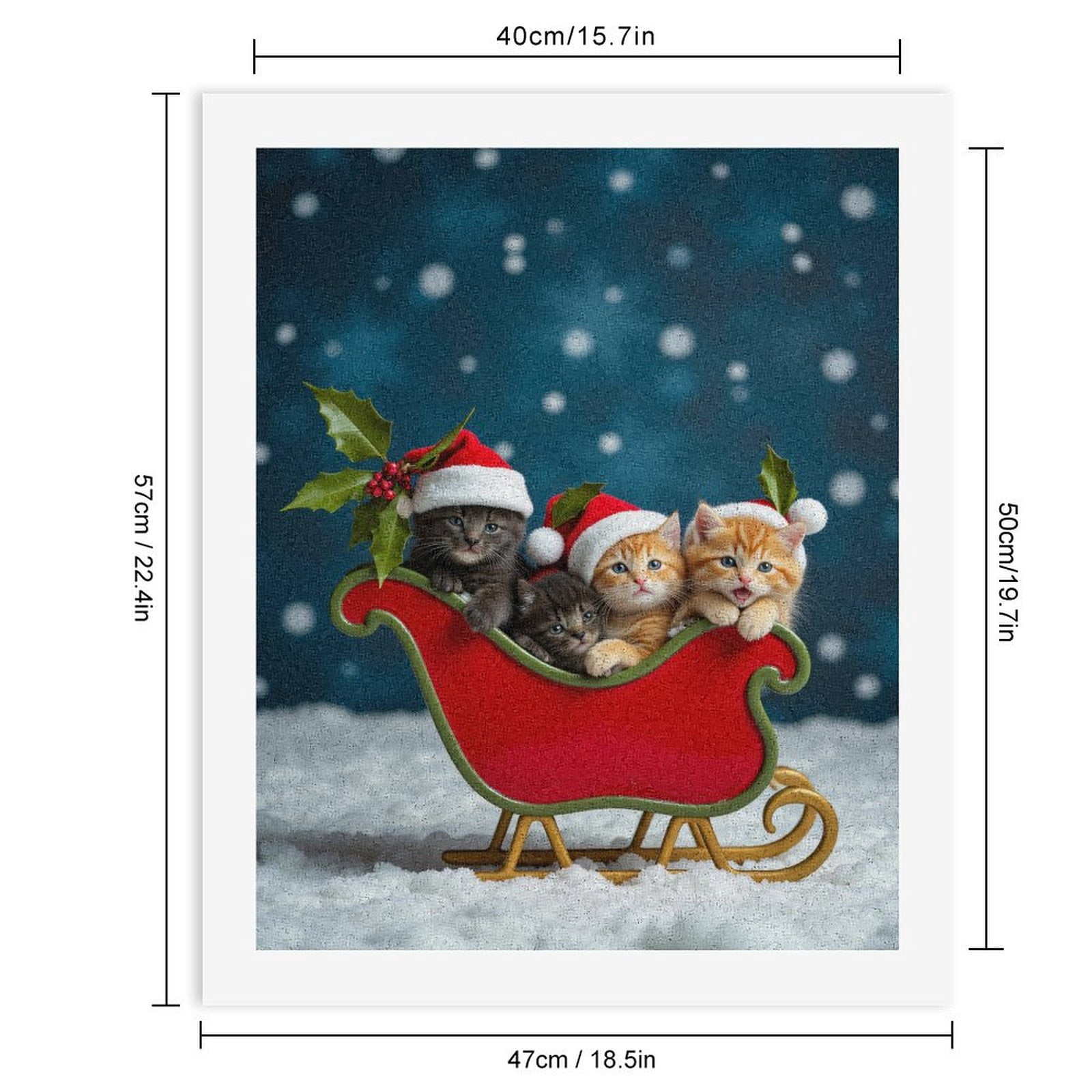 Paint by Numbers Kit for Adults, Cute Kittens In Christmas Sleigh Paint by Numbers, Easy Paint by Numbers Kit for Adults Beginner, DIY Adult Paint by Number Kits on Canvas, Home Decor