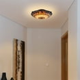 thumbnail image 5 of Kira Home Mateo 16" 2-Light Tiffany Glass Flush Mount Ceiling Light, Black Finish, 5 of 8