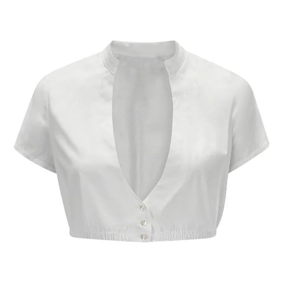 VUHXZWAF Girls Clothes Going Out Crop Tops Short Sleeve V Neck Ruffle Button Down Shirts Size 9-10 Years