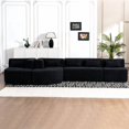 thumbnail image 3 of 144" Cloud Couch, Black Modern Upholstered Sectional Couches for Living Room, Free-Combined Sofa with Two Chaise Lounges and Five Back Pillows, 3 of 10