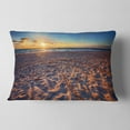 thumbnail image 2 of Designart Trodden Sandy Beach at Sunset - Seashore Throw Pillow - 12x20, 2 of 5