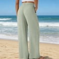 thumbnail image 4 of Yifymode Pants Wide Leg Casual Palazzo Trousers Summer Beach Lounge Bottoms with Pockets,Light Green L, 4 of 5