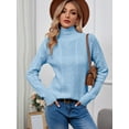 thumbnail image 3 of BERTHMEER Oversized Sweaters Womens Blue Turtleneck Sweaters for Women Long Sleeve Pullover Sweaters Turtle Necks Tops Vintage Wool Sweaters, 3 of 11
