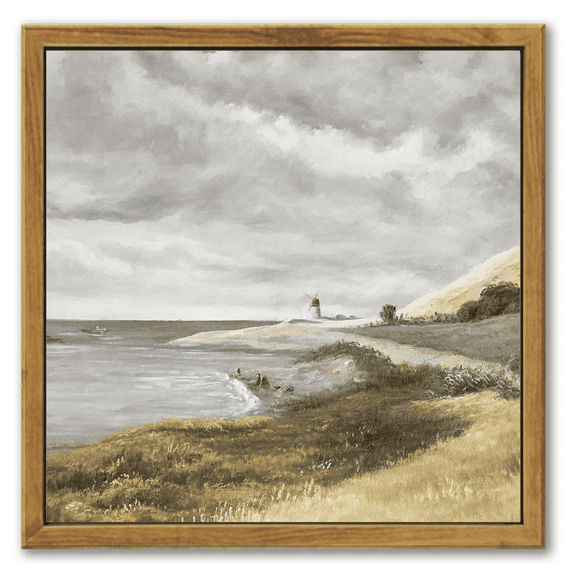 Vintage Framed Landscape Canvas Wall Art 10"x10" Natural Framed Cow Farm Classic Wall Prints Modern Farmhouse Bathroom Office Decor