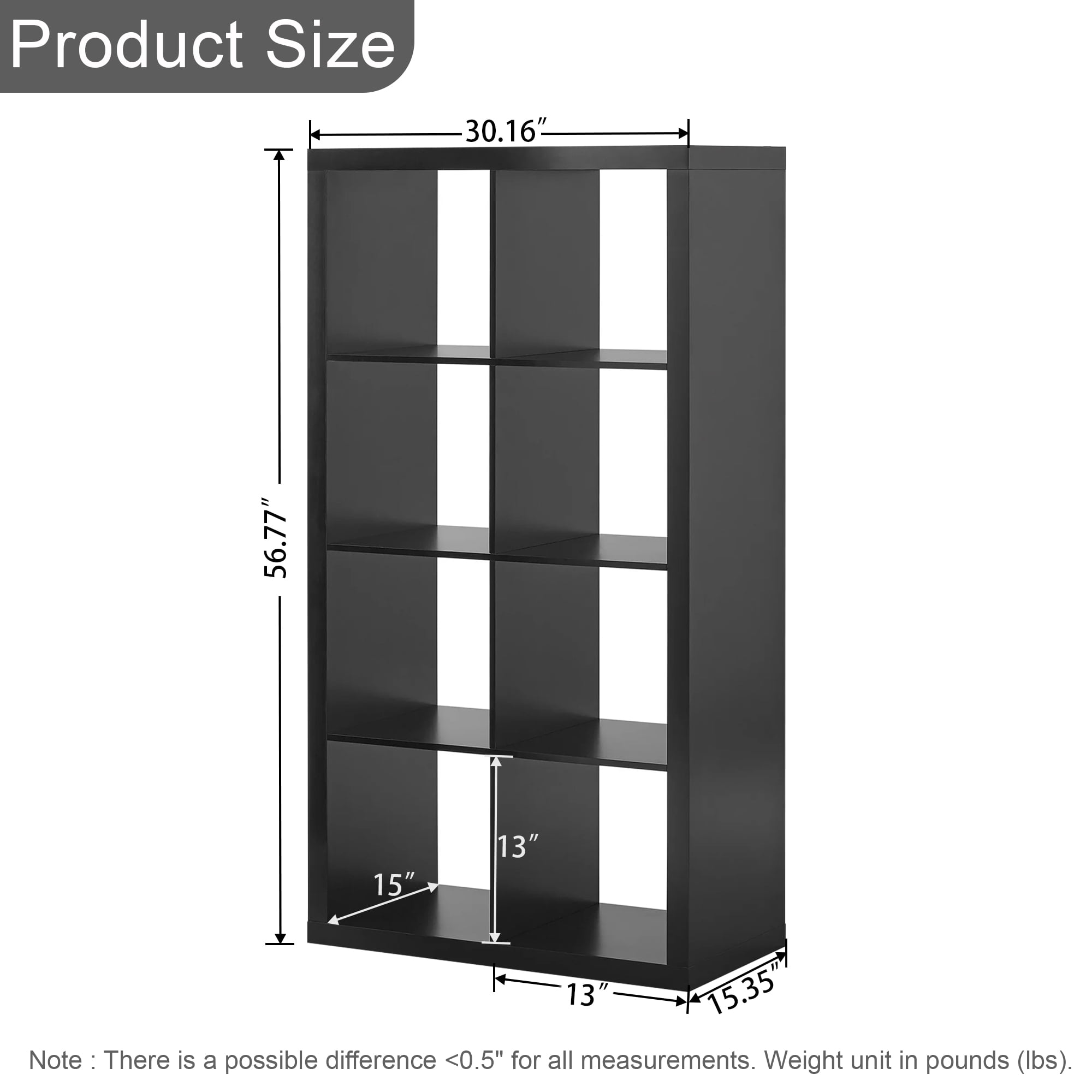 8-Cube Storage Organizer,Open Back Decorative Bookshelves,Black03